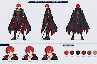 create a character reference sheet with turnaround