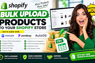bulk upload products to your shopify store with CSV via avasam zendrop auto ds