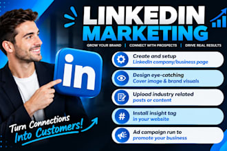 setup linkedin business company page, ad campaign and post content