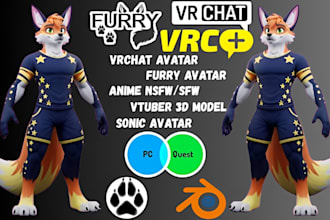 create custom furry vrchat avatar oc fursona anime nsfw vtuber 3d model vrm fbx