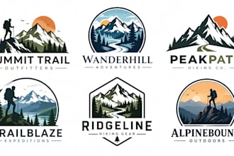 design a professional, mountain, outdoor, adventure, camping, hiking logo