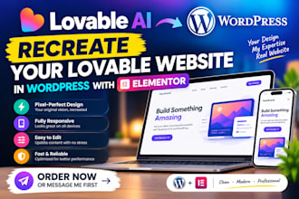 recreate lovable website in wordpress with elementor