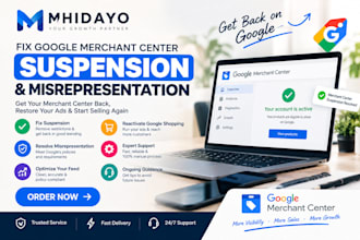 fix google merchant center suspension and misrepresentation