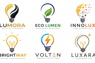 design a modern innovation, creative, electricity technology light bulb logo