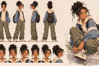 create a professional character turnaround and reference sheet