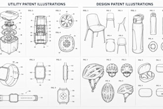 draft utility and design patent illustrations for uspto patent applications