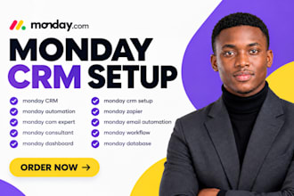 setup monday crm sales pipeline, automation, form setup, zapier and make