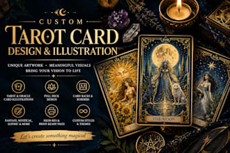 design custom tarot cards and illustrate tarot and oracle decks