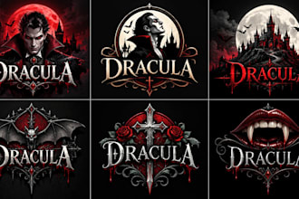 design a professional vampire, gothic, horror, spooky, dark fantasy dracula logo