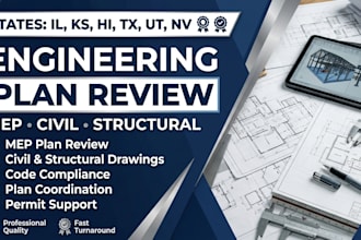 mep engineer plan civil and structural engineering review in il ks hi tx ut nv
