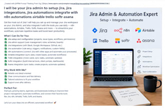 setup jira admin, integrations, automations, n8n, airtable, trello, softr, asana