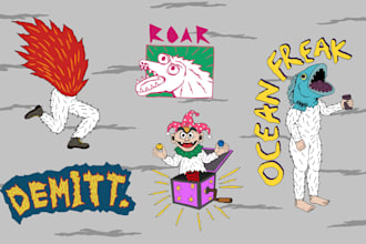 draw a lowbrow cartoon style mascot logo sticker