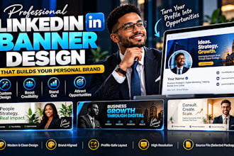 design a professional linkedin banner, cover and header for your brand