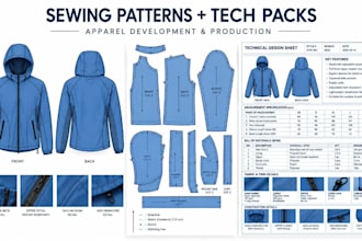 create activewear sewing patterns and fashion tech packs