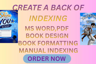 do book indexing, back of book index, book formatting, table of content for book