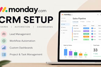 set up monday CRM boards, dashboards and workflow automation