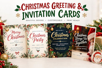 design christmas holiday greeting and invitation cards