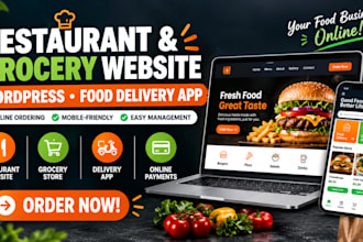 design wordpress restaurant or grocery website,  grocery food delivery app