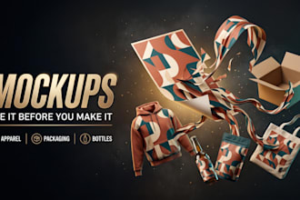 create realistic product mockups for packaging and apparel