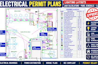 electrical permit plans lighting layouts panel schedules and sld calculations