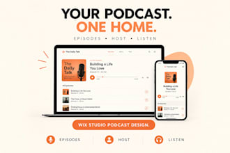 build a wix studio podcast website with an episode library, RSS feed integration