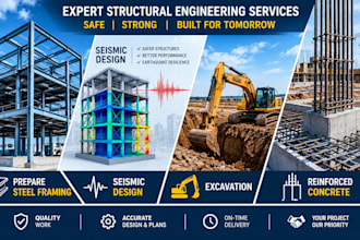 prepare steel framing for seismic design, excavation or reinforced concrete