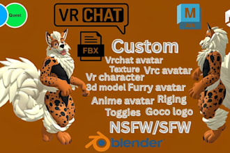 create custom vrchat avatar furry nsfw avatar commission fursona 3d model