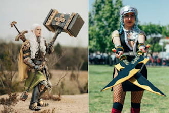 create custom cosplay costumes ,anime character designs, 3d cosplay props