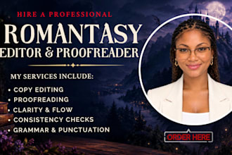 copy edit and proofread your romantasy novel fantasy romance book and manuscript