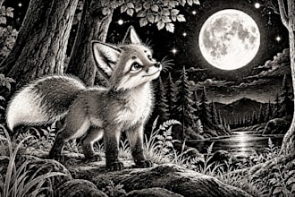 create black and white scratchboard illustrations for childrens books