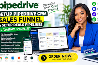 setup pipedrive CRM sales funnel and setup deals pipelines automation specialist