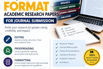 edit, proofread, and format academic research papers for journal submission
