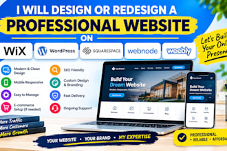 design or redesign a professional website on wix weebly squarespace and webnode