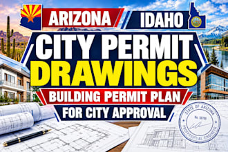 do arizona idaho city permit drawing set, building permit plan for city approval
