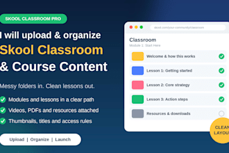 upload and organize your course content in a skool classroom