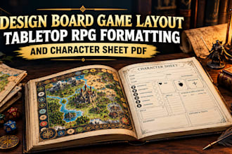 design board game layout tabletop rpg foramtting and character sheet pdf