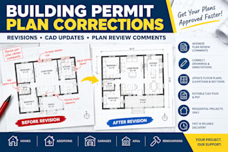 revise architectural plans to address building permit comments