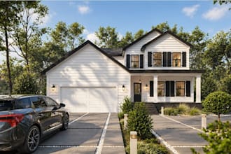 remodel 3d multi family apartment, colonial house exterior, farmhouse render,skp