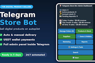 build a telegram bot to sell your digital products with payments and admin panel