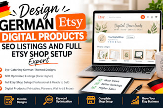 design german etsy digital products SEO listings and full etsy shop setup expert