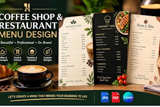 design a modern cafe menu, coffeeshops and restaurant menu