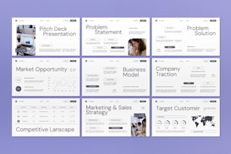 design a professional investor pitch deck and startup presentation
