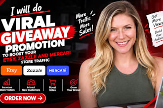 do viral giveaway promotion to boost your etsy, zazzle and shopify store traffic