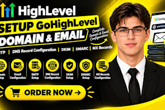 do gohighlevel domain email SMTP dns record configuration, dkim, dmarc mx record