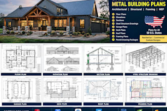 draw metal building plan, pole barn, steel structural permit, framing plan ny ca