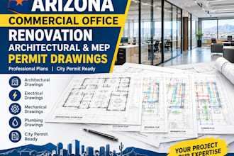 design arizona commercial office renovation architectural and mep permit drawing