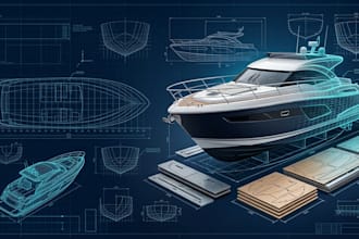 design boat cad drawing, 3d hull models, and cnc cutting files
