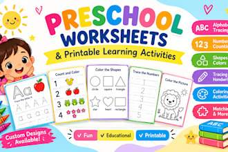 create fun preschool worksheets and educational activity pages for kids