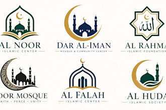 design a professional islamic, muslim, arabic, crescent, religious mosque logo
