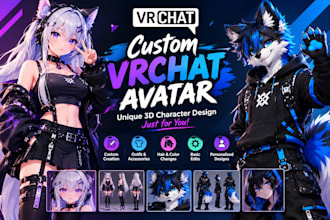 create a custom vrchat avatar with a unique 3d character design